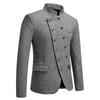 Men's Business Slim Fit Suit Jacket Stand Collar Slanted Placket Blazer Casual Outerwear Men