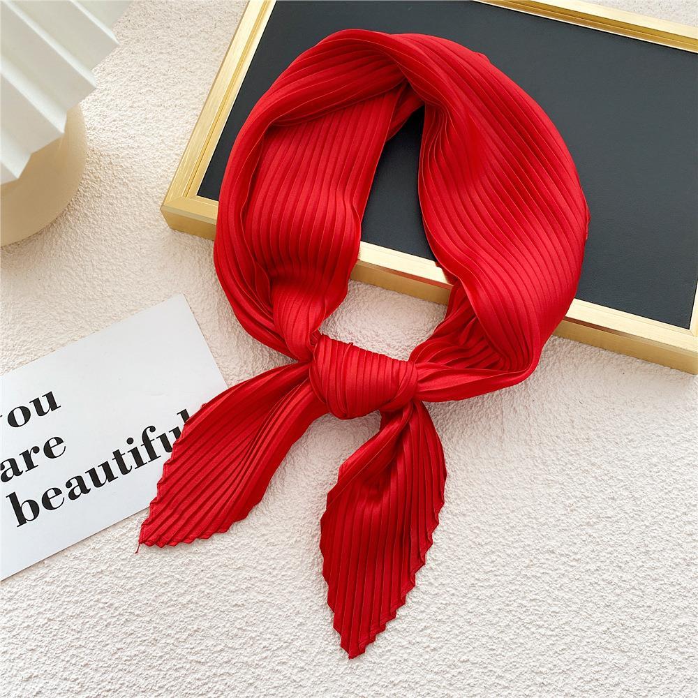 Luxury Silk Shawl Square Scarfs For Women Fashion Pleated Scarf Muslim Hijab Wraps Female Neckerchief Lady Crinkled Hair Scarf