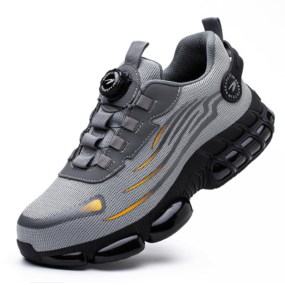 

JB266 Best Selling Industrial Safety Shoes Breathable Steel Toe Cap Anti-smash Safety Boots Rotated Button Easy Wear Work Shoes 46 серый