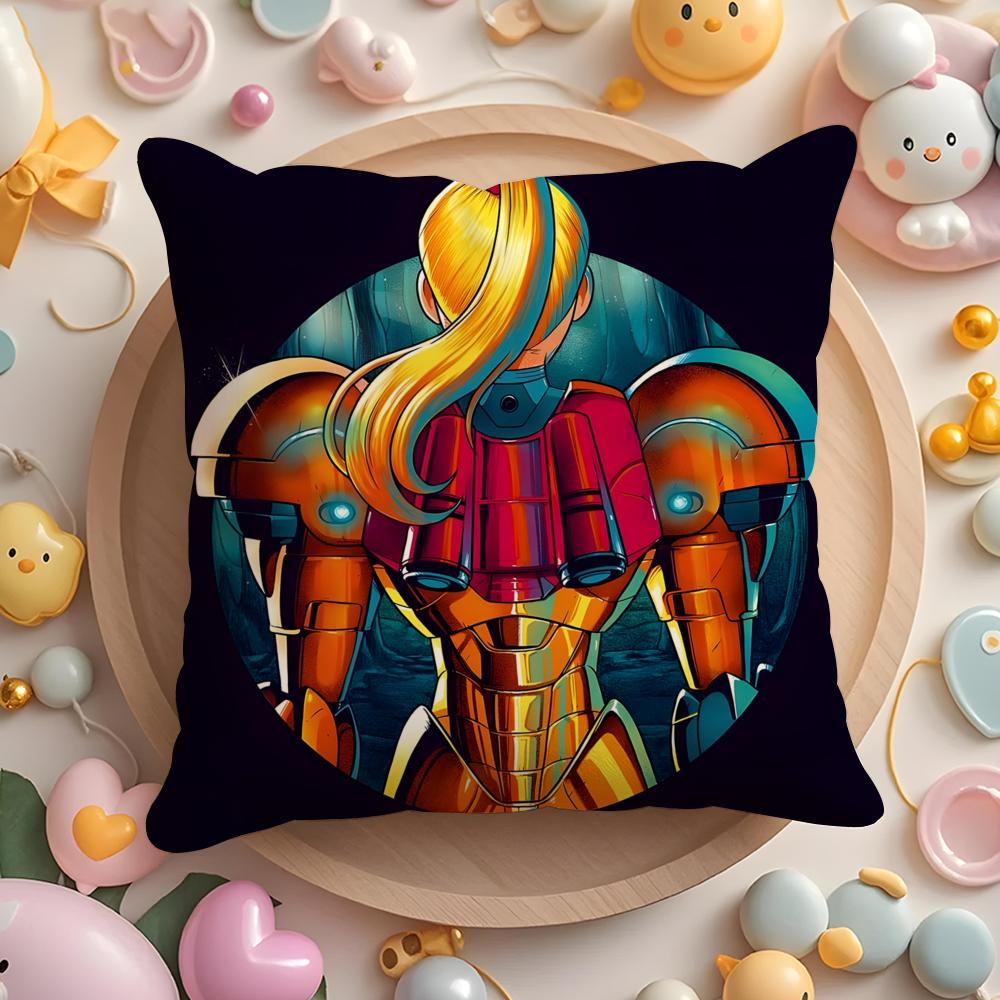 M-Metroid Anime Cushion Cover Home & Car Multi-Scene Pillow Cover - Reversible, Soft & Durable for Daily Use