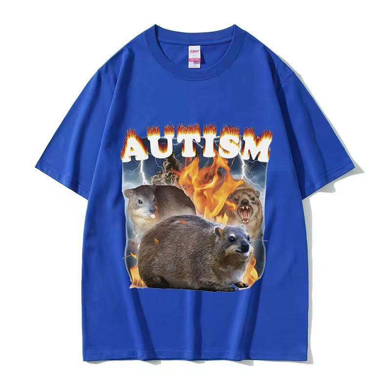 Funny Autism Hyrax Meme T Shirt Men Fashion O-Neck High Quality Fashion T-shirts Unisex Retro Harajuku Oversized Cotton T-shirt