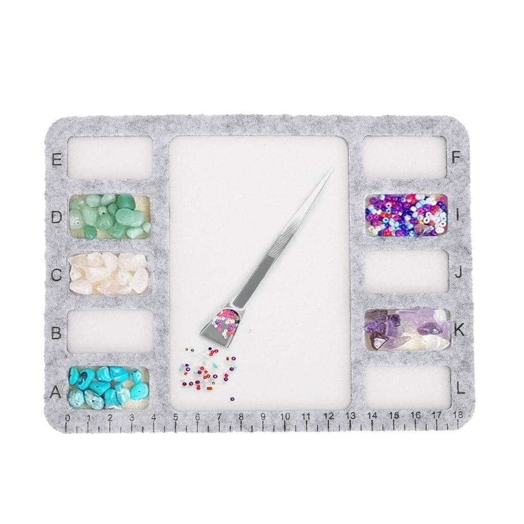 3PCS Rectangle Bead Mat Felt Beading Tray with Centimeter Alphabetic Scale for   Art Crafts Jewelry Making Bead Supplies