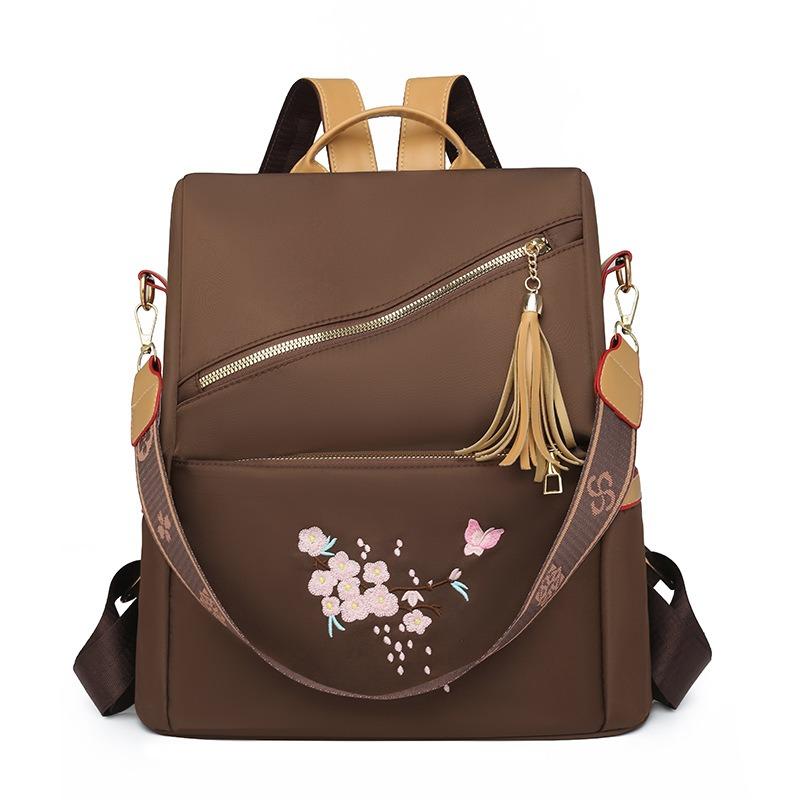 New Backpack Guochao Ethnic Fashion Commuter Schoolbag Large Capacity Women's Simple Casual Shoulder Bag Travel Bag