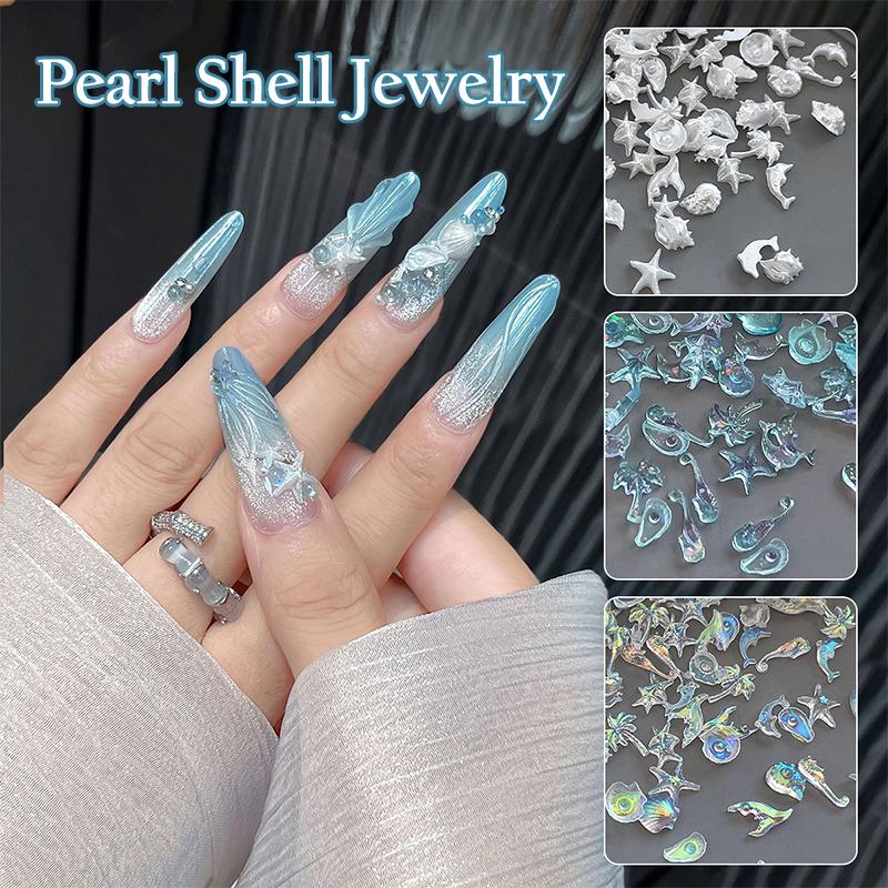 50Pcs Mix Ocean Series Pearl Shell  Starfish Jewelry Flash Nail Art Decorations Nails Accessories Charms Supplies