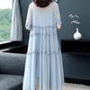 Women's Spring and Summer Round Neck Plus Size Loose Temperament Thin Medium-length Skirt