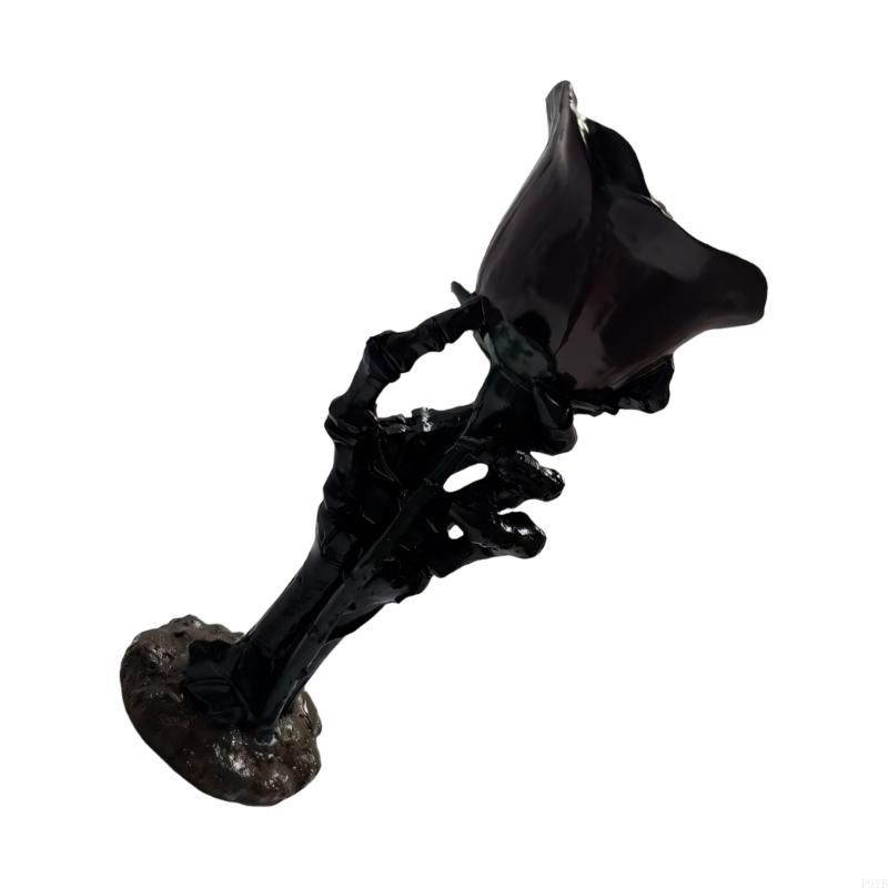 Skeleton Hand Rose Tealight Holders Gothics Skull Hand Holders with Rose Desktop Ornament Halloween Decorations