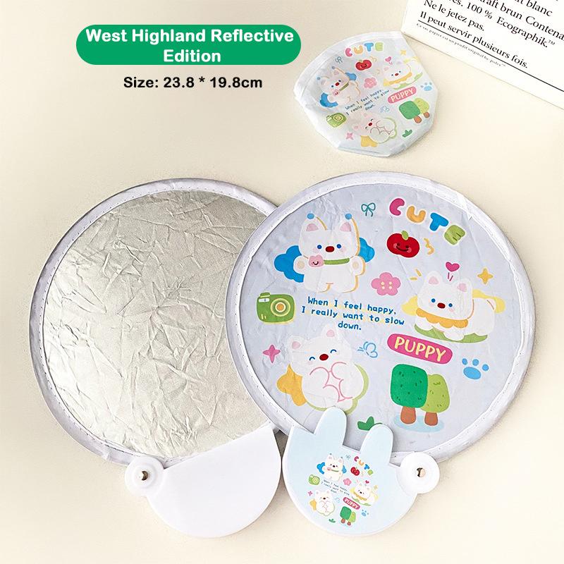 Reflective Version of The Panda Round Fan High Value Ins Round Fan Cute Cartoon Folding Lightweight Suitable for Taking Photos