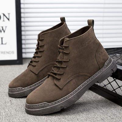 Autumn and Winter Martin Boots Men's Shoes Fleece Non-slip Cotton Shoes Versatile Korean Version of Trendy Sports and Leisure High-top Shoes
