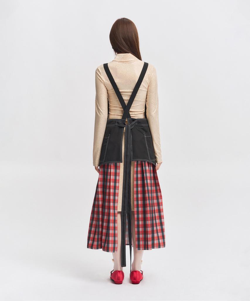 Eipeuleonwei Scarlet Check Black Apron Dress