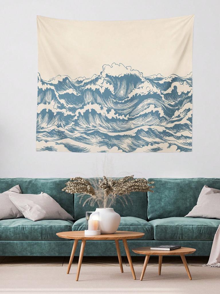 One Blue Waveprint Home Decor Tapestry Suitable for Bedrooms Living Rooms Dormitories Landscape Tapestry Therapeutic Decoration
