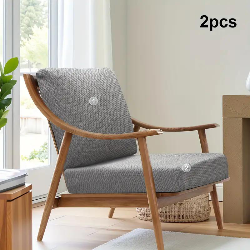 2pcs/set T Jacquard Chair Seat Cover All Wrap Elastic Armchair Cushion Cover Non-slip Dust-proof Protector for Living Room Hotel
