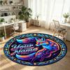 Wild Animals (176) Theme Round Crystal Velvet Rug Custom Name Text Personalized Floor Mat Home Decor Non Slip Crystal Carpet