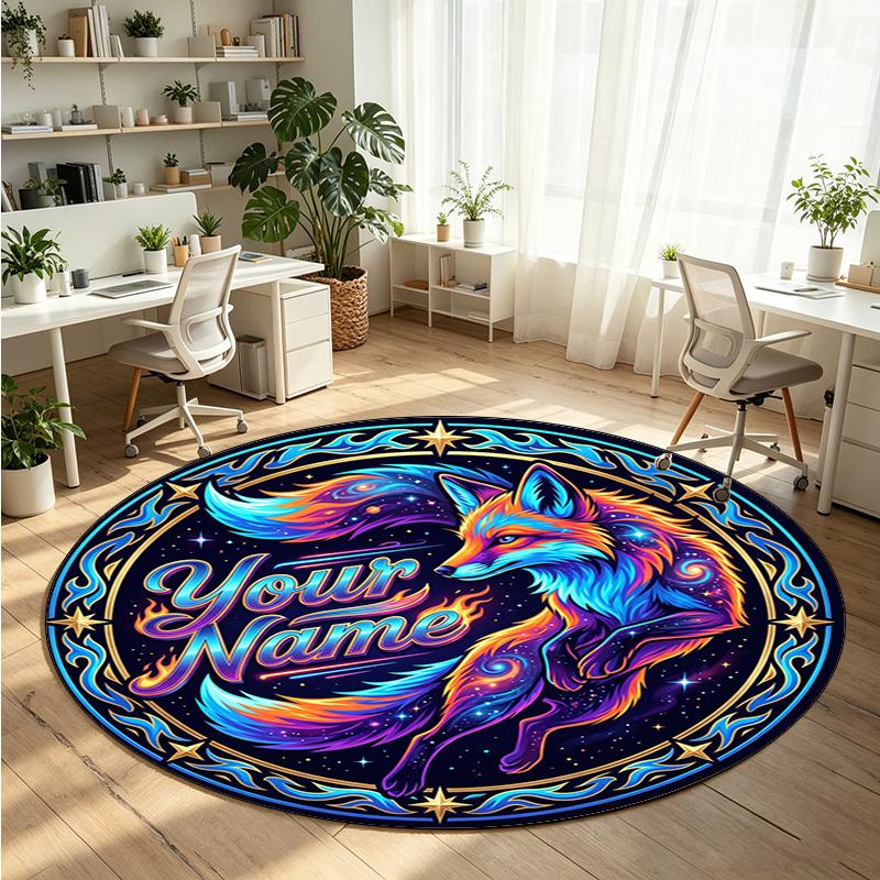 Wild Animals (176) Theme Round Crystal Velvet Rug Custom Name Text Personalized Floor Mat Home Decor Non Slip Crystal Carpet