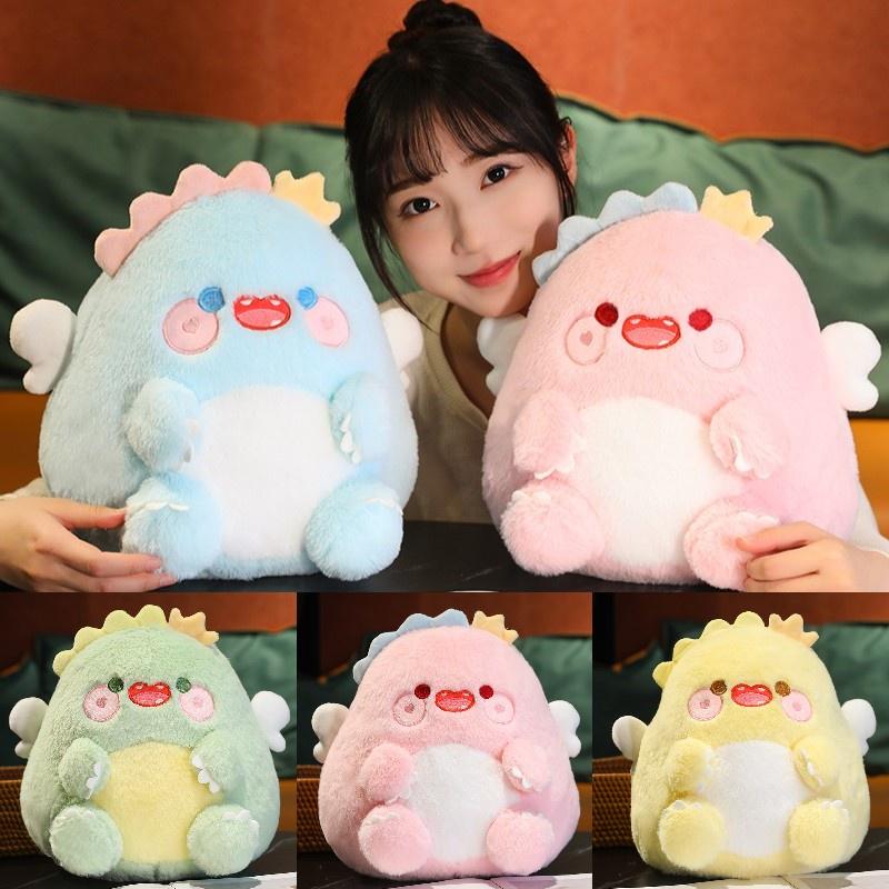 Niedliches Engel Dinosaurier Plüschtier Kissen für Kinder, PP Baumwolle gefüllt weicher Stoff, Perfektes Geburtstagsgeschenk, 30*26cm