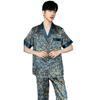 Pajamas men's summer ice silk short-sleeved trousers thin men can wear 1011 light luxury home simulation silk home suit