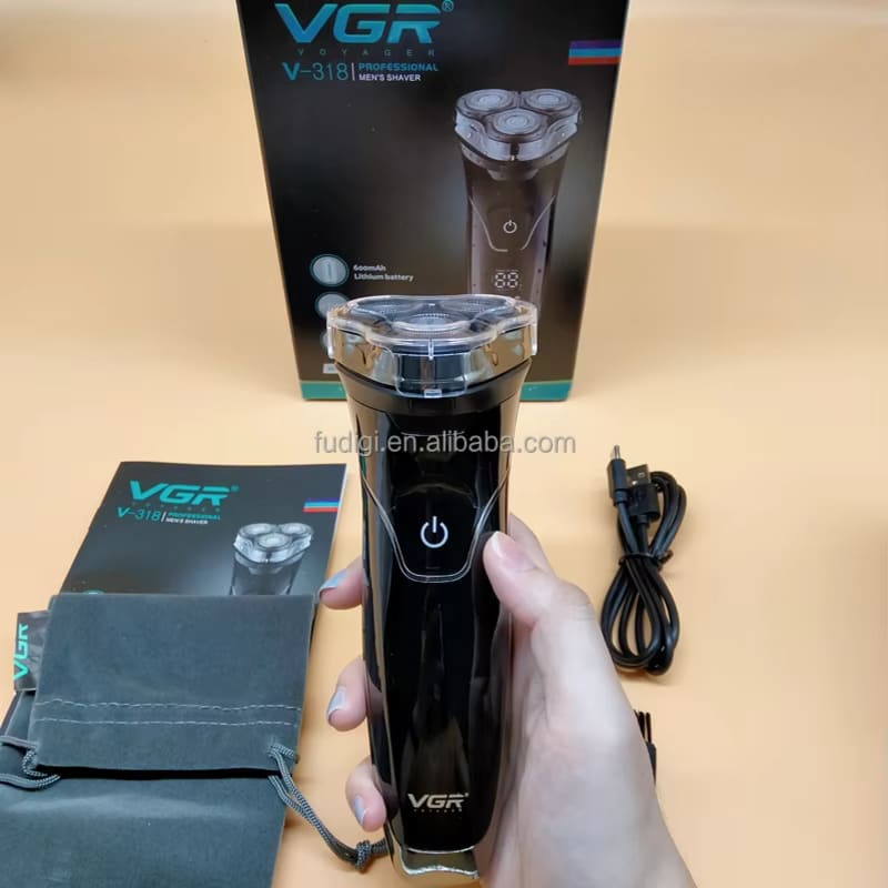 Original VGR Portable Three-head Floating Shaver Digital Display Electric Shaver Rechargeable Shaver Household Full Body Wash Home Razor Shaver V-318