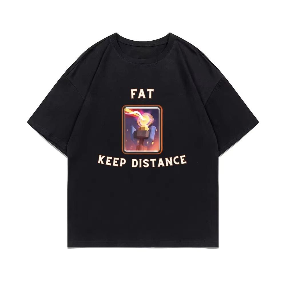 Fat Keep Distance mens 100cotton fashion Joke Humor Tshirt Womens Unisex oversized Y2K  summer Tee Casual Outdoor streetwear
