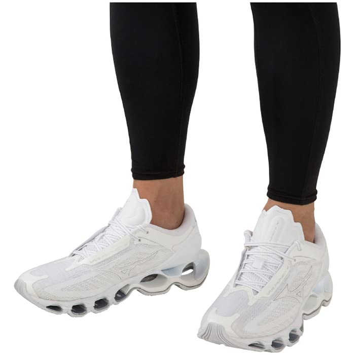 Mizuno Buty do biegania Wave Prophecy 12, szerokość 2E, męskie, białe/srebrne, 25,0 cm,
