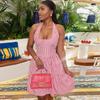 Women's Fashion Halter Dress Digital Print Chest Wrap Headless Sleeveless Backless A-line Dress