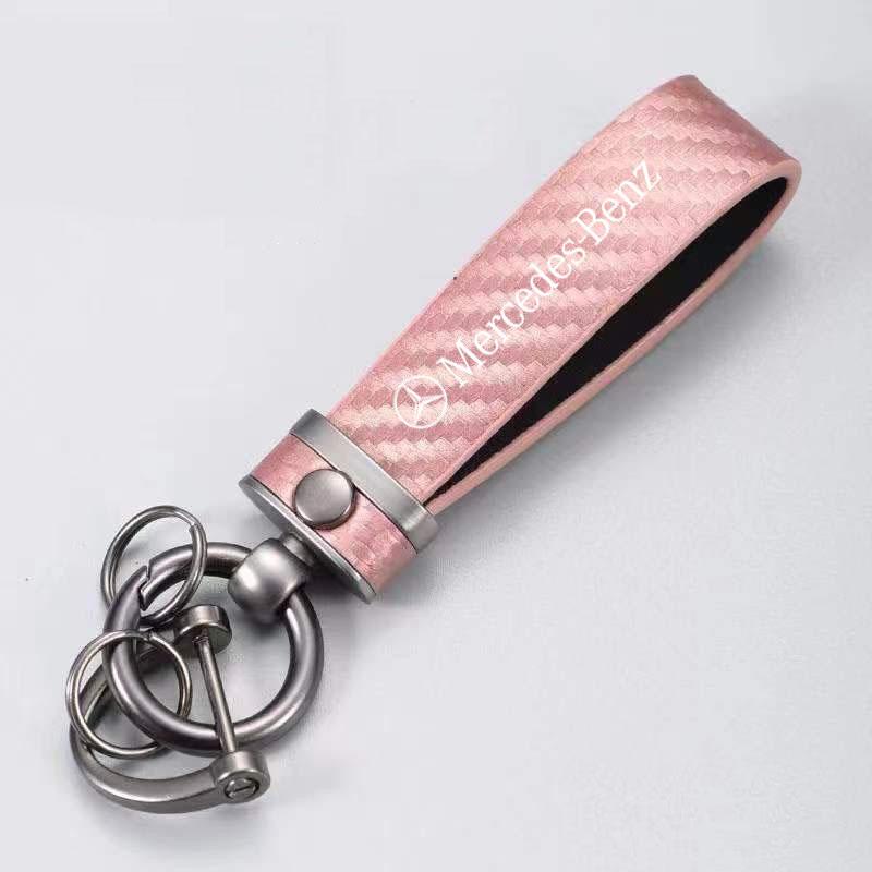 

Car Key Carbon Fiber Chain Ring Holder Accessories for Mercedes Benz W203 W204 W205 W209 W210 W211 W212 W176 W166 W163 W177 W167 рожевий