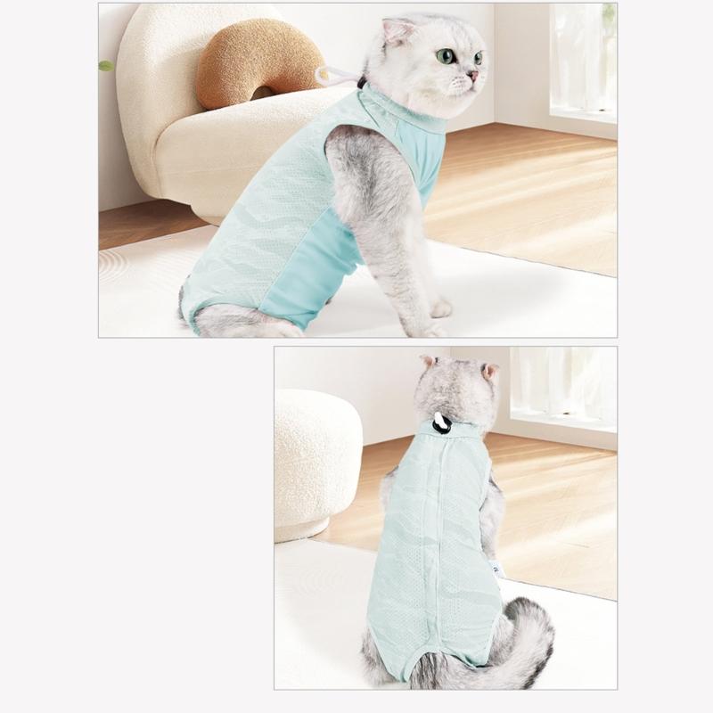 Cats Recovery Suit Breathable Kitten Bodysuit for Post Operations and Spay Care Anti Lick Abdominal Wound Protective