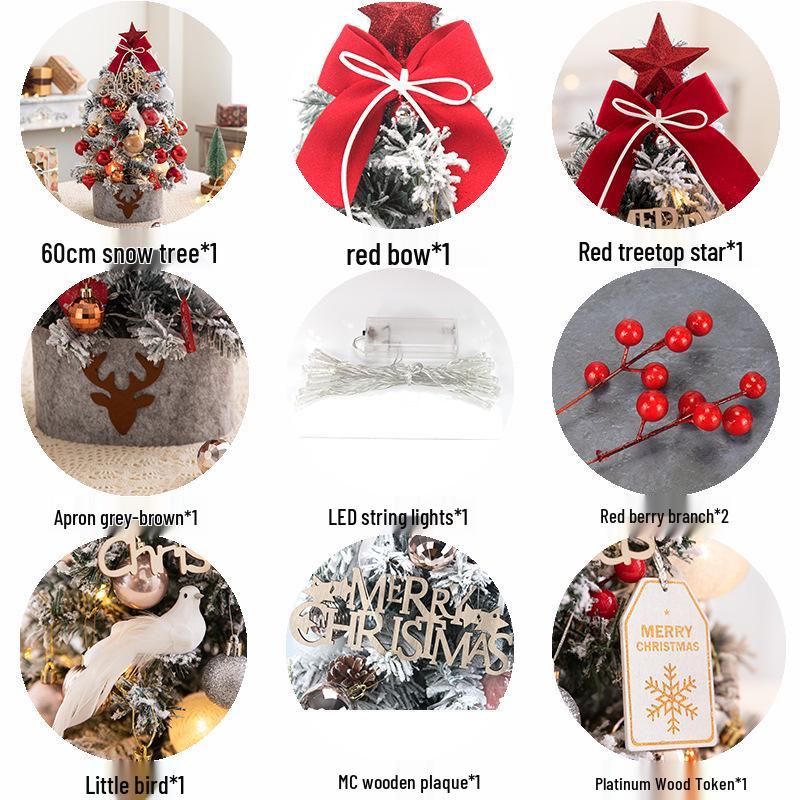 60cm Pink Flocked Mini Christmas Tree Set with Lights