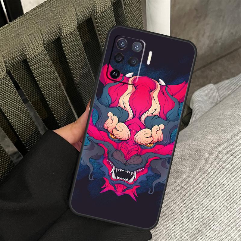 Oni Hannya Demon Mask Case For Oppo A18 A38 A58 A78 A98 A74 A94 A54 A40 A60 A80 A16 A76 A96 A15 A57S A17 A77 Cover