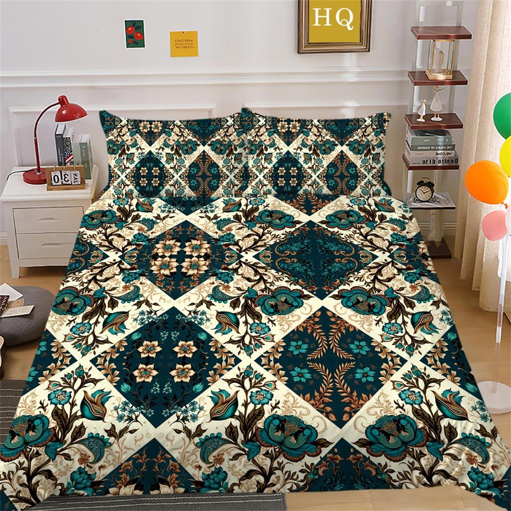 Zestaw pościeli 3D Paisley w stylu indyjskim Poszwa na kołdrę 2/3 sztuk UK/US/AU/EU/DE Pełny rozmiar Zmywalny miękki Szybkoschnący Dekoracja wnętrz