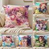 Anime Uma M-Musume Cushion Cover Silky Short Plush Sofa Pillow Cover Hidden Zipper Soft Dustproof Case for Home Decor
