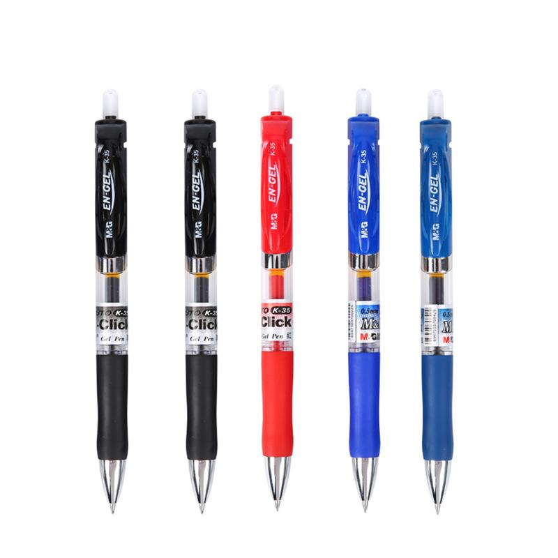 5Pcs M&G K-35 4 Colors Press Type Gel Pen The New Concept Design Pen School and Offic Stationery