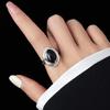 Women's Trendy Black Zirconia Oval Adjustable Ring