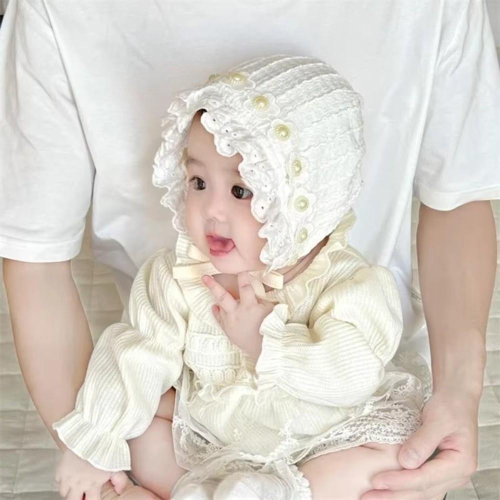 Breathable Cotton Ear Protection Fetal Cap Ruffle Flower Ruffle Hat Bonnet 2-24Month Infant