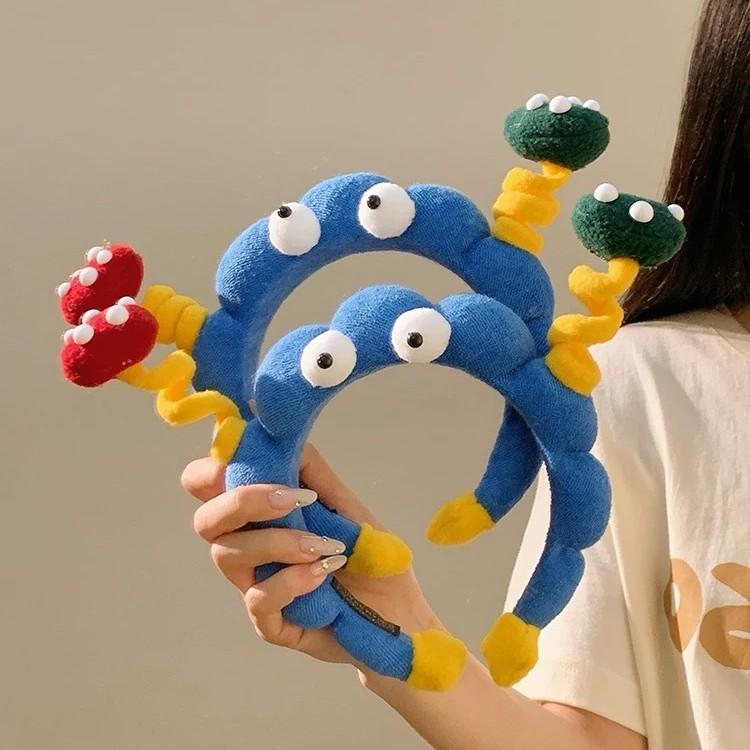 Cute and Fun Headband with Big Eyes, Plush Headband, High Skull Top, Face Wash, Pressure Headband, Photo for Women