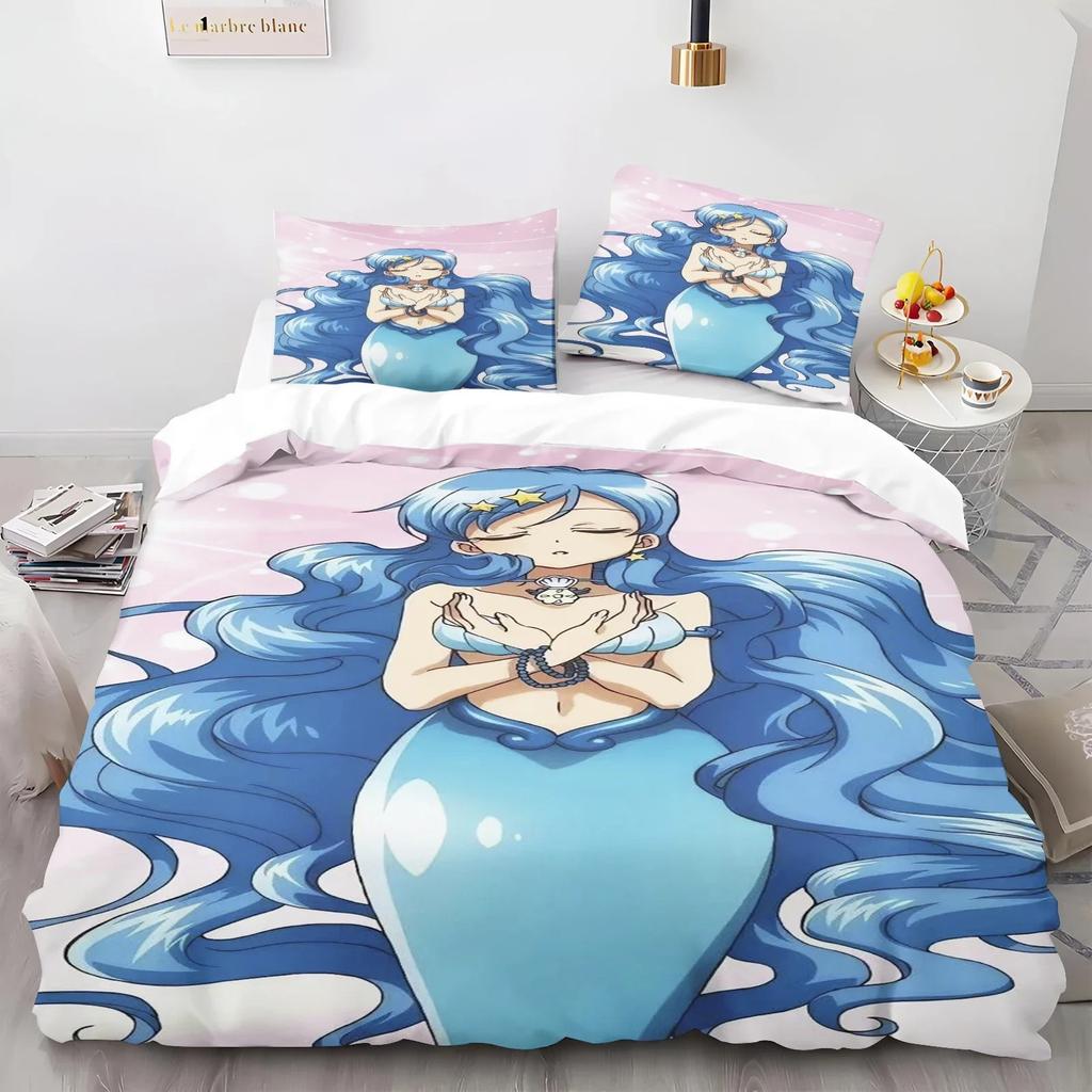 Cartoon Mermaid Melody Duvet Cover And Pillowcase Set For Adults And Boys Bedroom Decoration Single Double Large Size