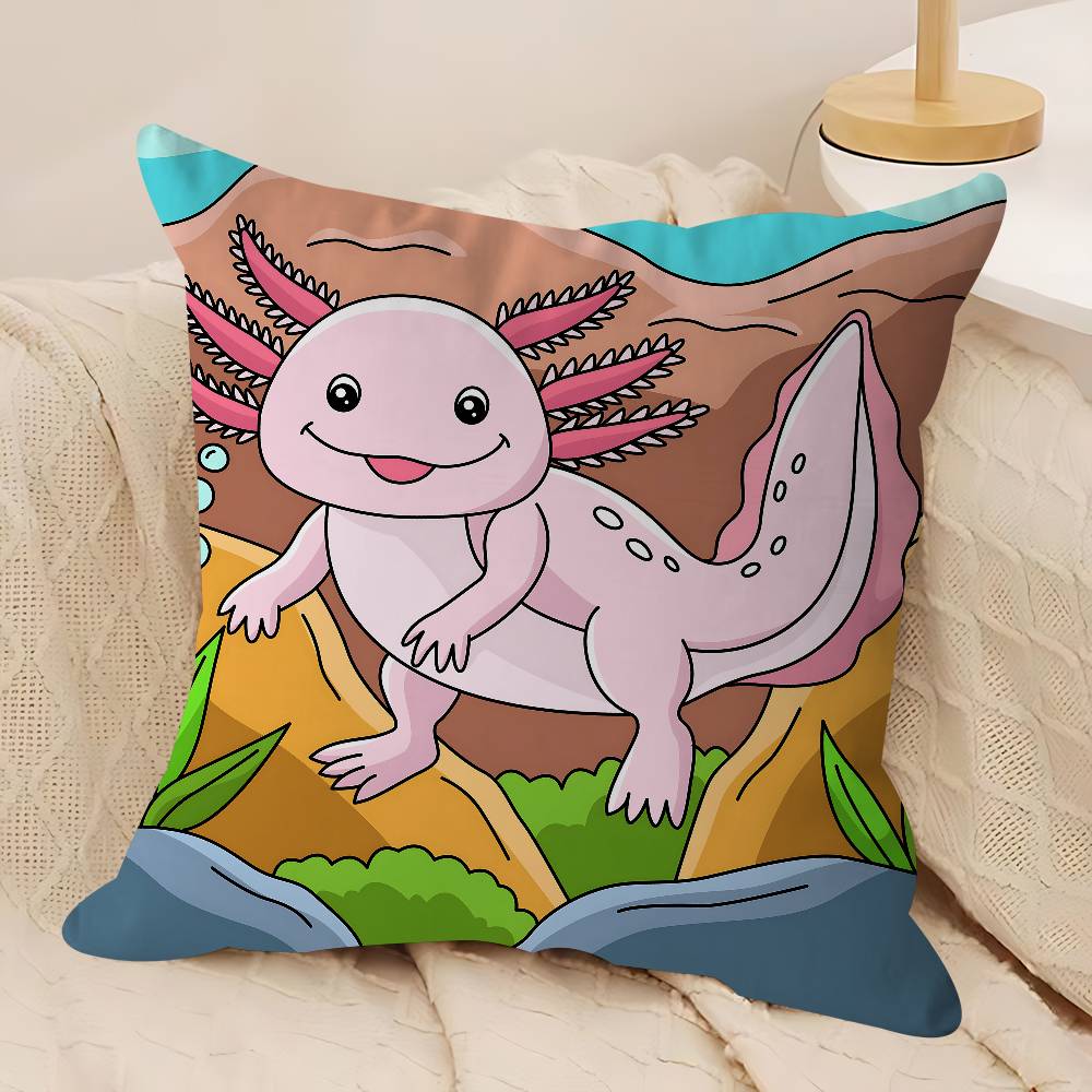 

Cartoon Axolotl Personalized Picture Text Home Decorative Pillows Household Gifts 45x45cm 12x12Inch
