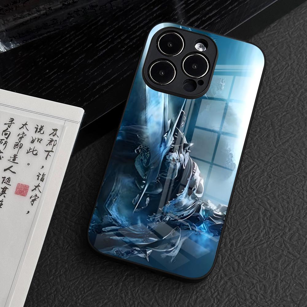 World of Warcraft Lich King Phone Case for iPhone 15 Pro Max 14 Plus 12 Mini 11 13 14 Pro Max Magsafe Wireless Charge Glass Cove