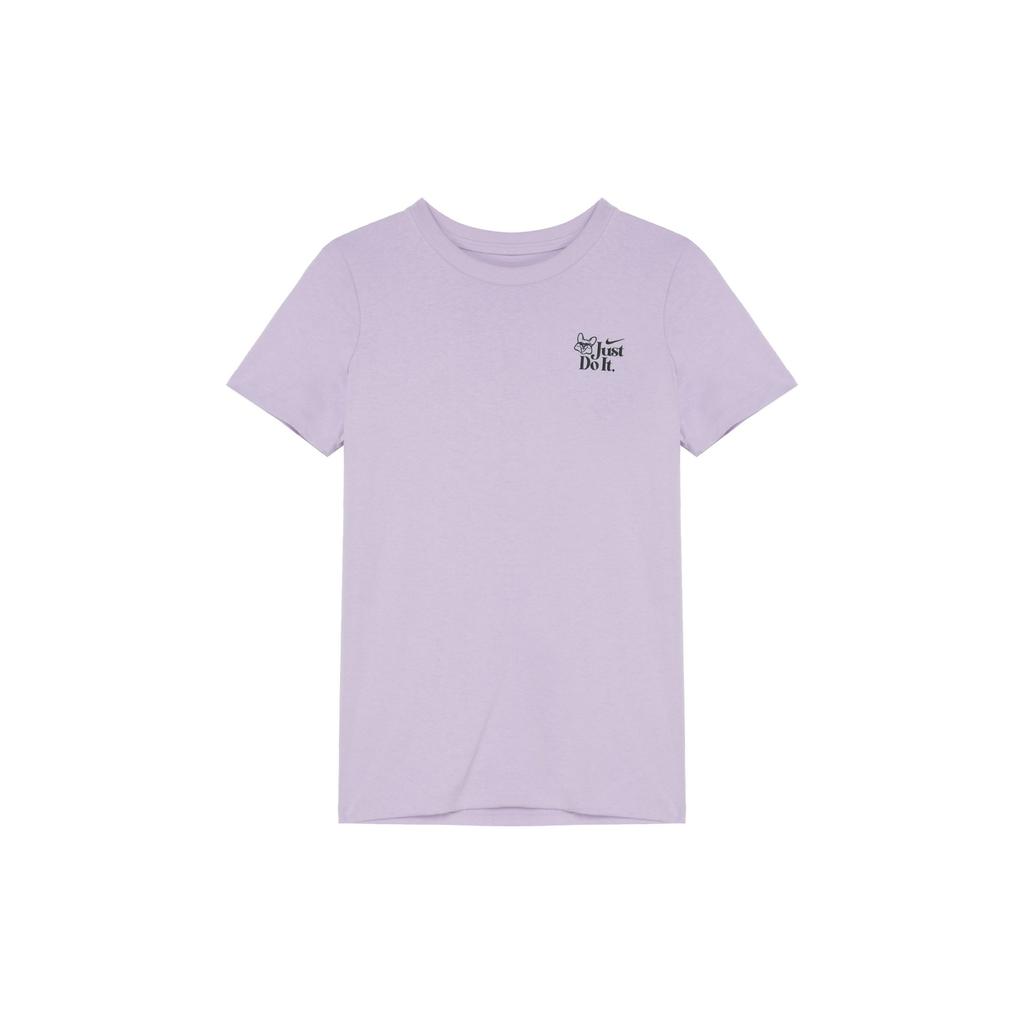 Nike Sportswear Essentials Series Pattern Print Crew Neck Pullover Short Sleeve T-Shirt Women Tops Light-Mist-Purple FV1131-536