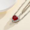 Snow White Huntsman Couple Necklace Heart Sword Pendant Necklace for Women Romantic Valentine's Day Jewelry Gifts