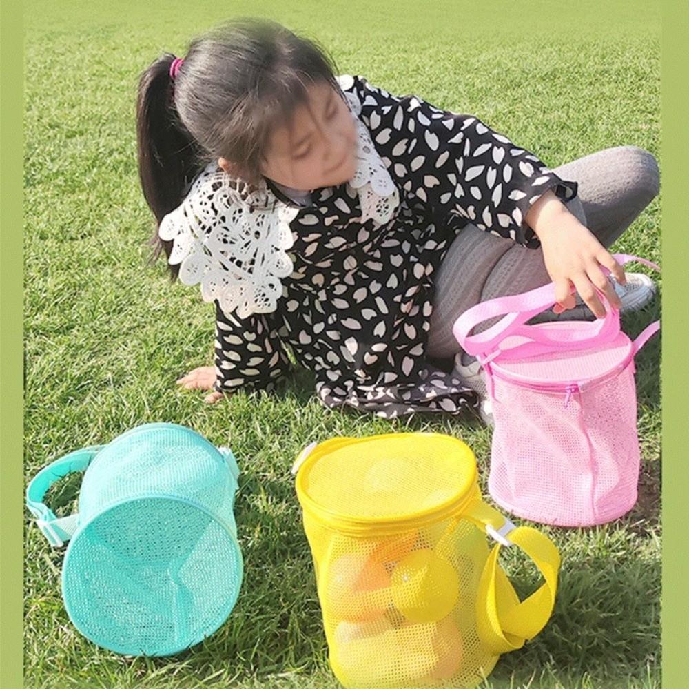 Net Yarn Shell Storage Bag Round Shape Cosmetic Organizer Collection Bag Finishing Collection Adjustable Shoulder Strap