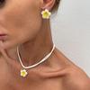 Fashion Simple Resin Frangipani Flower Earrings for Women Gradient Color Plumeria Choker Chain Beach Jewelry Gift
