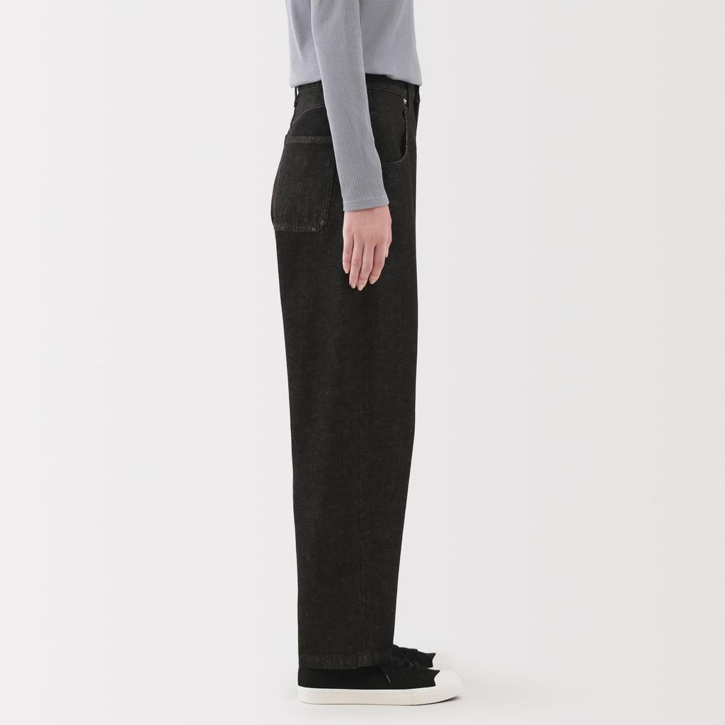 MUJI Kapok Blend Denim Barrel Size M Women's Pants, Black, (BE1ZEA5A)