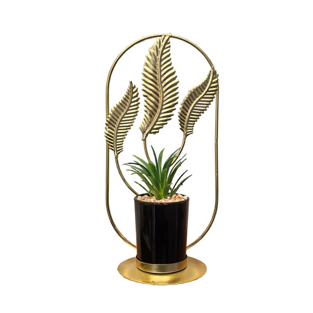 Creative Design Metal Potted Ornaments Glass Flower Pot Artificial Succulent  Living Room