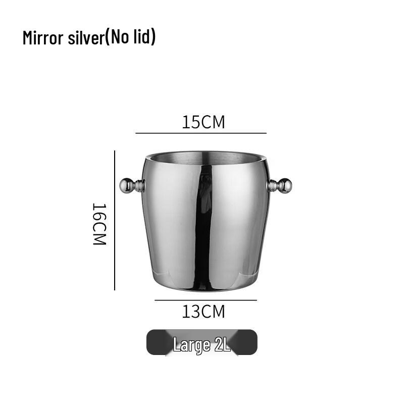 ZISIZ Double-Layer Stainless Steel Ice Bucket