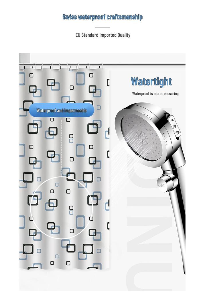 Xiyin Waterproof High Definition Shower Curtain Set - Four-Piece, No-Drill Partition for Bathroom or Hotel.