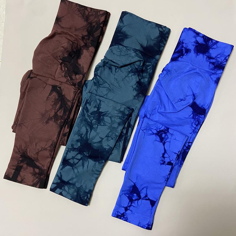 HNYHWKR Seamless Tie-Dye High-Waist Yoga Leggings: Stretch, Butt-Lift, Sweat-Wicking.