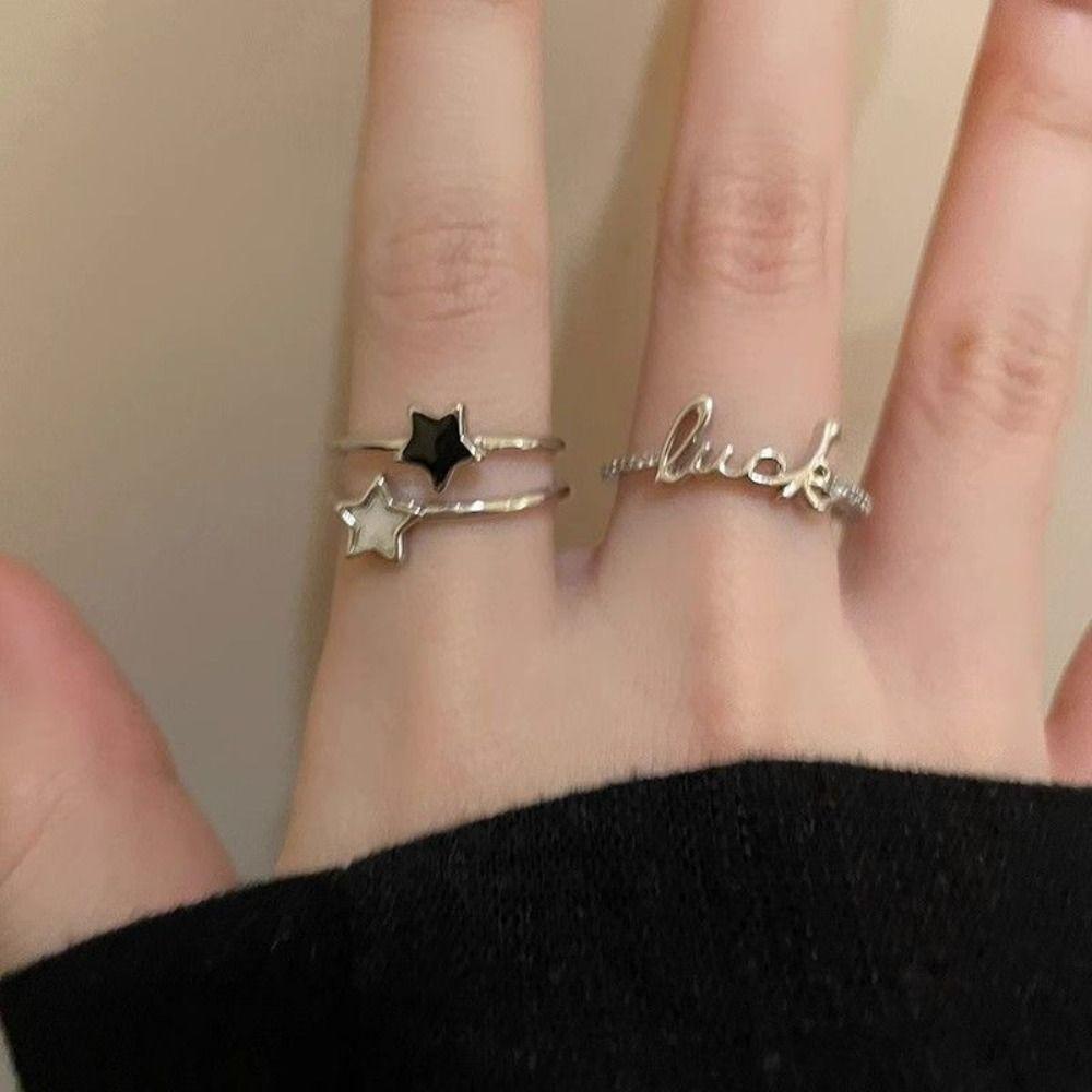 Minimalist Heart Open Rings Adjustable Alloy Heart Rings Couple Ring Couple