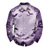 Men's Loose Fit Long Sleeve Shirt with Spread Collar Halloween Themed Casual Vintage Style Breathable Fabric Suitable for Outdoor Workwear