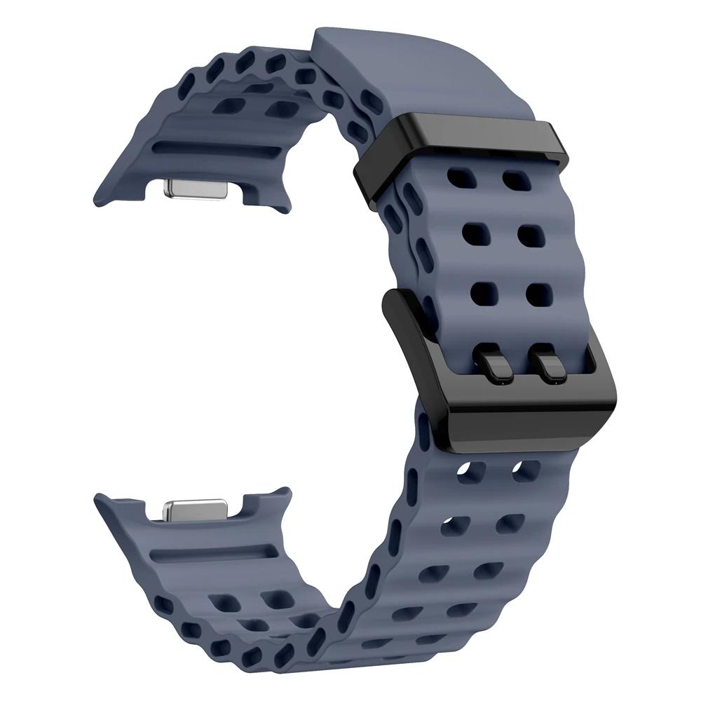 Спортивный силиконовый морской ремешок для Samsung Galaxy Watch 8 Classic 46 мм Браслет для Galaxy Watch 8 44/40 мм Ремешки для часов For Galaxy Watch8 gray