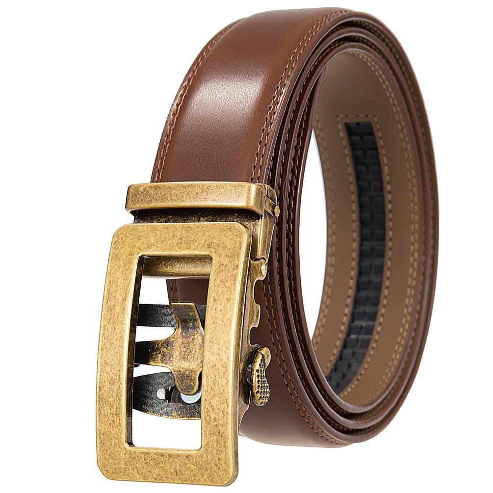 1Pcs Two-Layer Cowhide Automatic Buckle Belt, Men'S Belt, Business Belt Ly35-0838-1