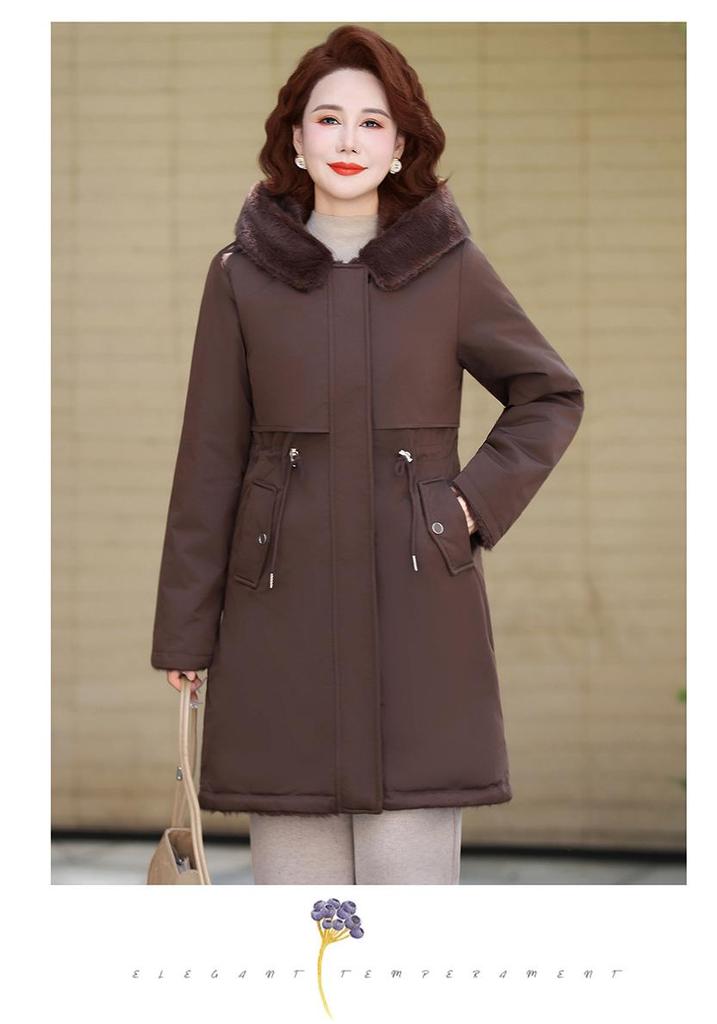 Mom's 2025 Winter Parka: Mid-Length, Double-Sided Cotton Jacket with Velvet for Middle-Aged and Elderly Women.